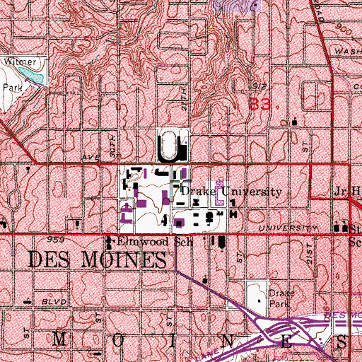 Topographic Map of Medbury Hall, IA