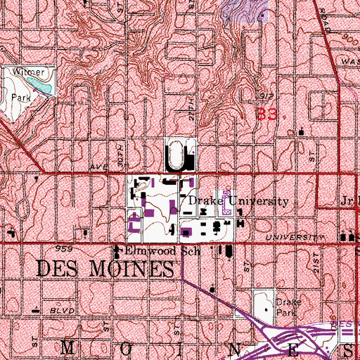 Topographic Map of Fitch Hall, IA