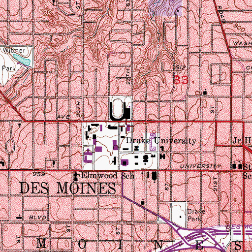 Topographic Map of Olin Hall, IA