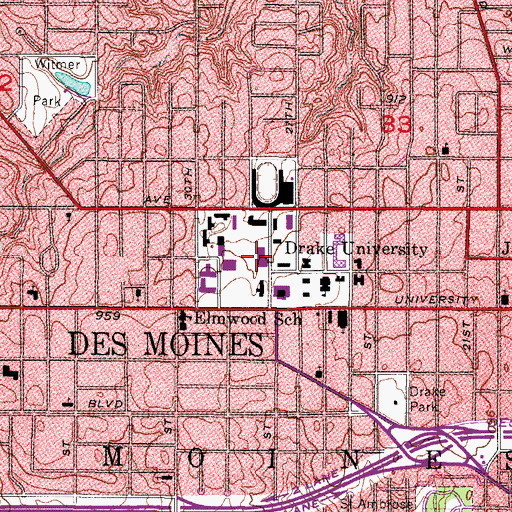 Topographic Map of Meredith Hall, IA