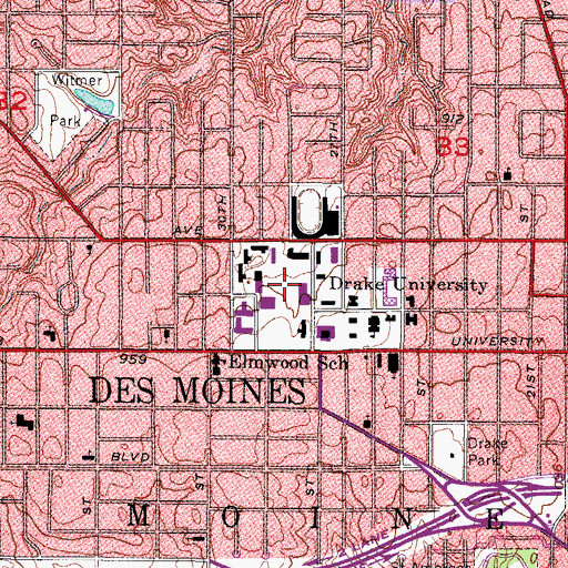 Topographic Map of Helmick Commons, IA