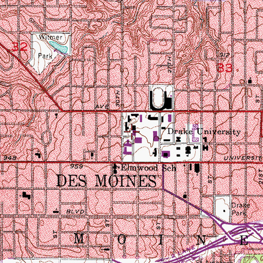 Topographic Map of Hubbell Dining Hall, IA