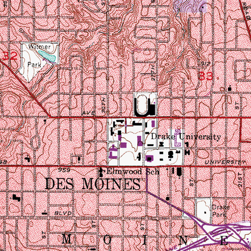 Topographic Map of Herriott Residence Hall, IA