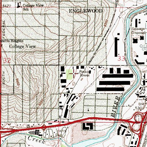 Topographic Map of KDEN-AM (Denver), CO