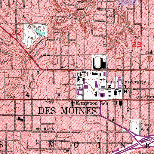 Topographic Map of Stainaker Residence Hall, IA