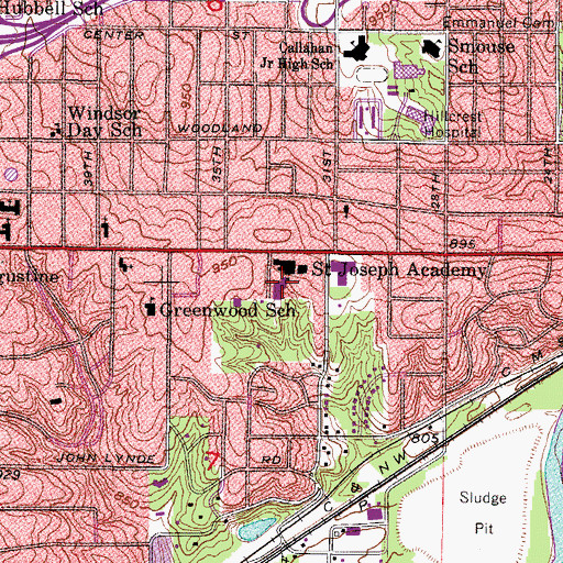 Topographic Map of Academic Center, IA