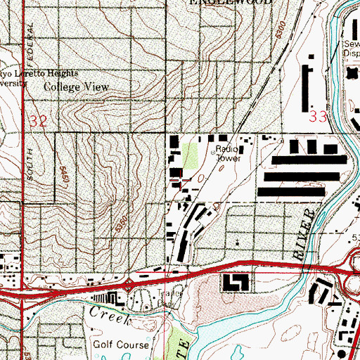 Topographic Map of KJME-AM (Denver), CO