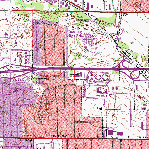 Topographic Map of Fountain West Health Care Center, IA