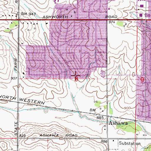 Topographic Map of Hawkeye Care Center, IA