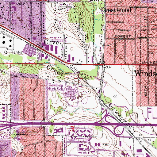 Topographic Map of Jehovah's Witnesses Congregation, IA