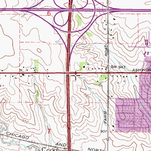 Topographic Map of Ashworth Road Baptist Church, IA