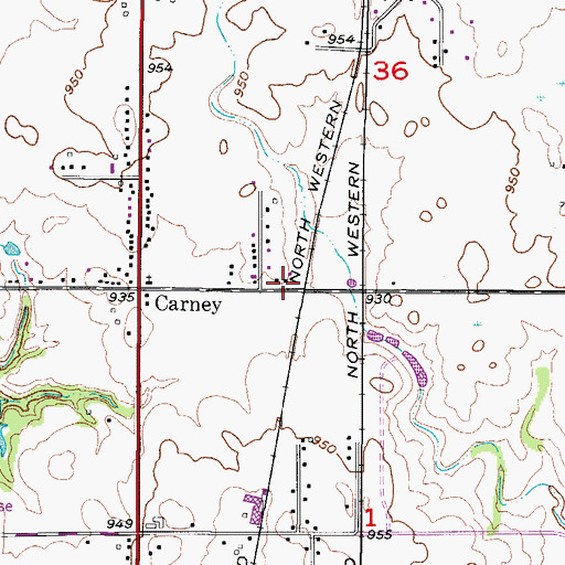 Topographic Map of Carney (historical), IA
