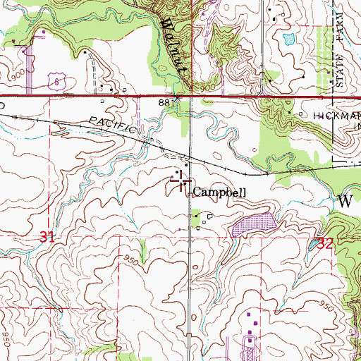 Topographic Map of Campbell (historical), IA