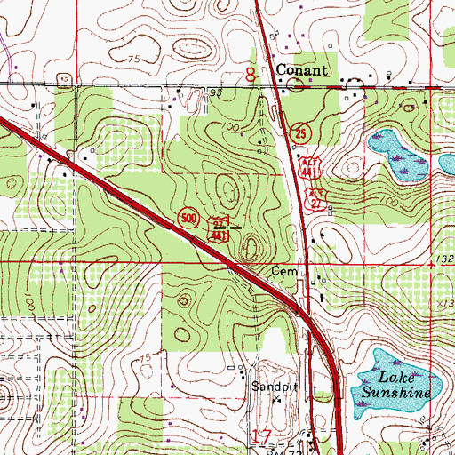 Topographic Map of Lady Lake Police Department, FL