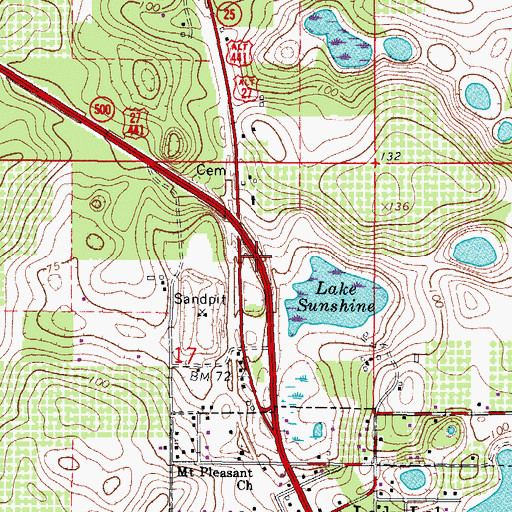 Topographic Map of Progress Energy Electric Substation - Lady Lake, FL