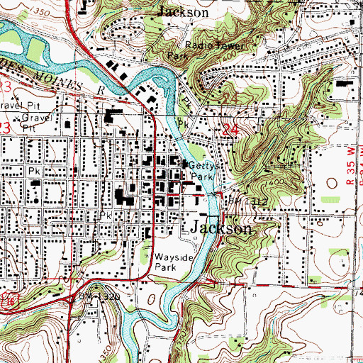 Topographic Map of Jackson City Hall, MN
