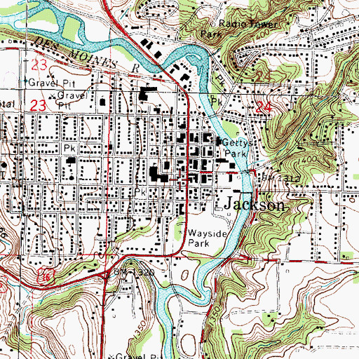 Topographic Map of Jackson Public Library, MN