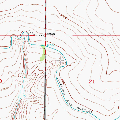 Topographic Map of KHNC-AM (Johnstown), CO