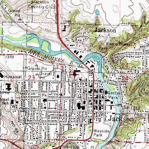 Topographic Map of Riverside Elementary School, MN