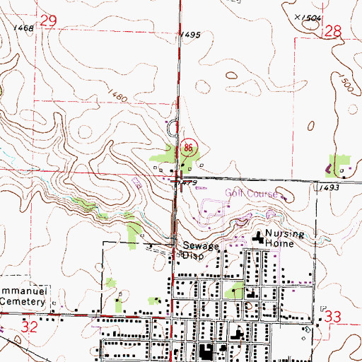 Topographic Map of Emerald Valley Country Club, MN