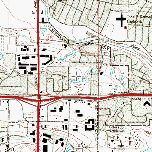 Topographic Map of KRXY-AM (Lakewood), CO