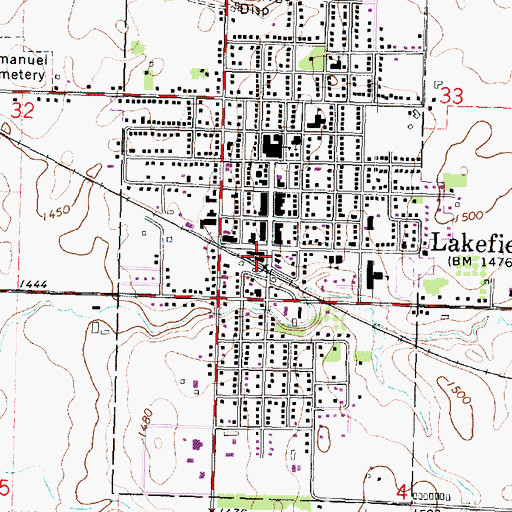 Topographic Map of Lakefield Fire and Emergency Services, MN