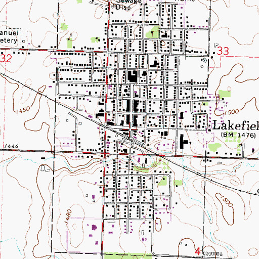Topographic Map of Lakefield (historical), MN