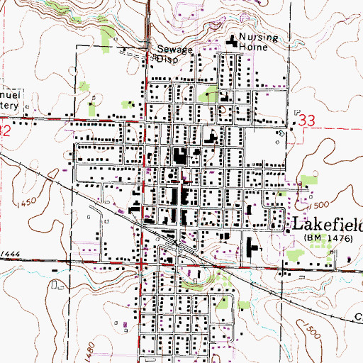 Topographic Map of Worthington Specialty Clinics, MN