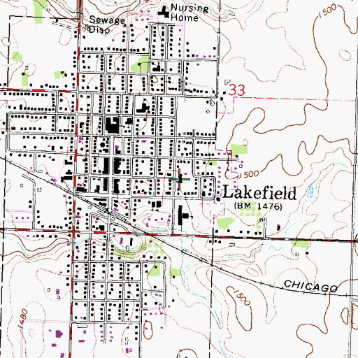 Topographic Map of Lakefield Medical Clinic, MN