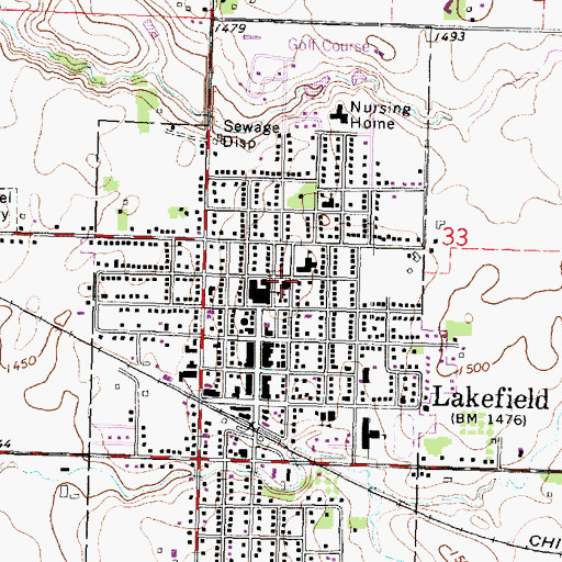 Topographic Map of Immanuel Lutheran Church, MN