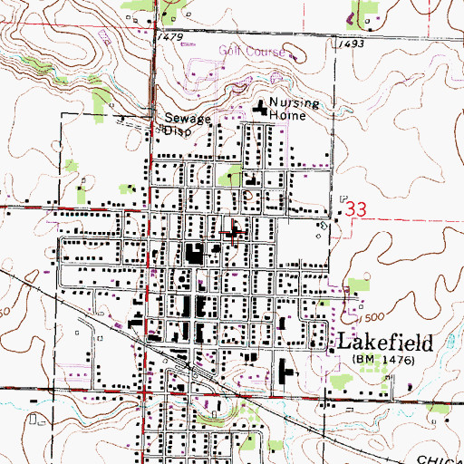 Topographic Map of Immanuel Lutheran School, MN