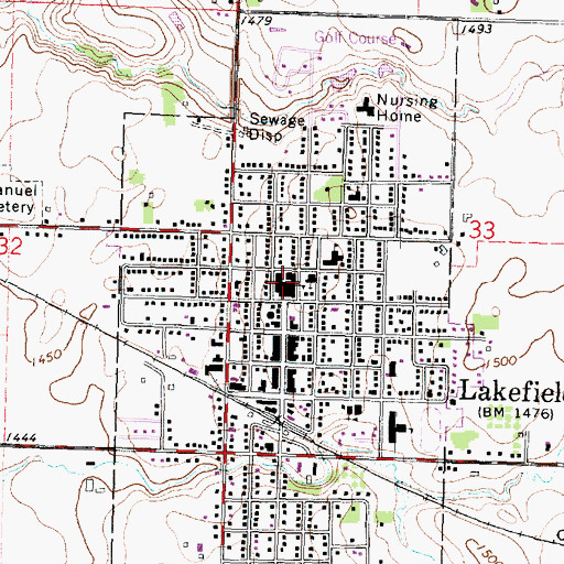 Topographic Map of Jackson County Middle School, MN