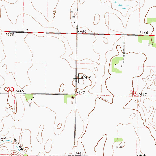 Topographic Map of Christiana Norwegian Cemetery, MN
