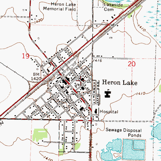 Topographic Map of Sacred Heart Church, MN