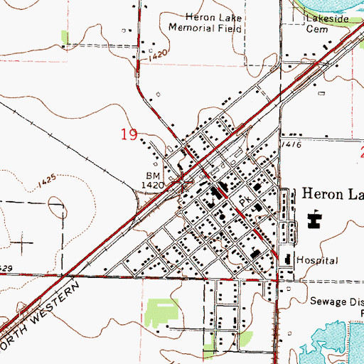 Topographic Map of United Methodist Church, MN