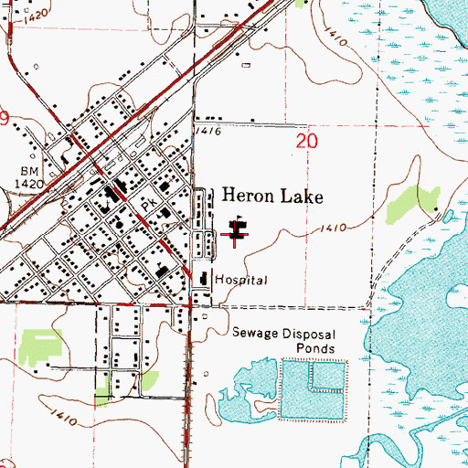 Topographic Map of Heron Lake - Okabena Public School, MN