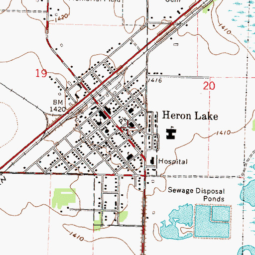 Topographic Map of Sacred Heart School, MN