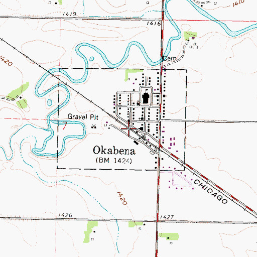 Topographic Map of Okabena (historical), MN