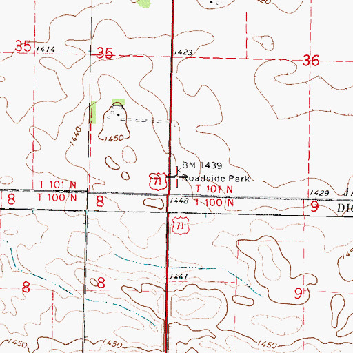 Topographic Map of State Line Wayside, MN