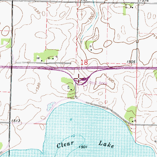 Topographic Map of Clear Lake East Bound Rest Area, MN
