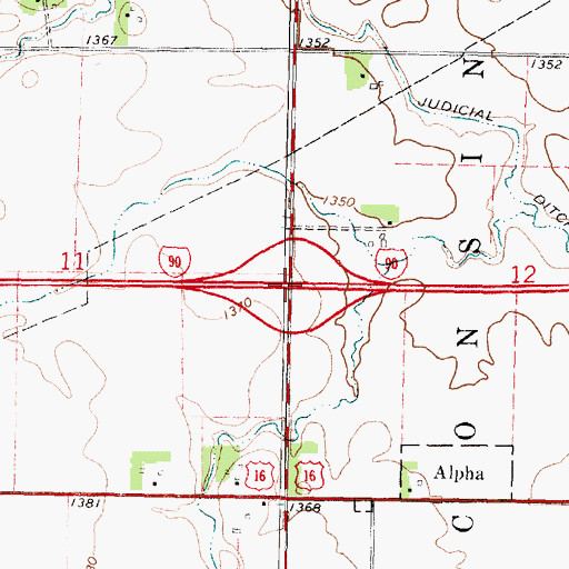 Topographic Map of Interchange 80, MN