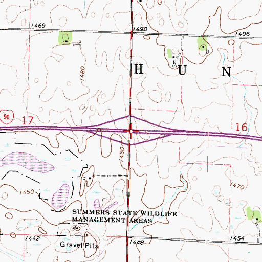 Topographic Map of Interchange 64, MN