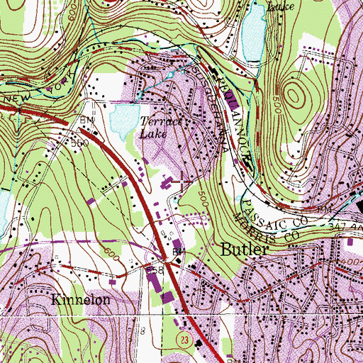Topographic Map of Aaron Decker Elementary School, NJ