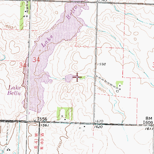 Topographic Map of Lake Bella State Wildlife Management Area, MN
