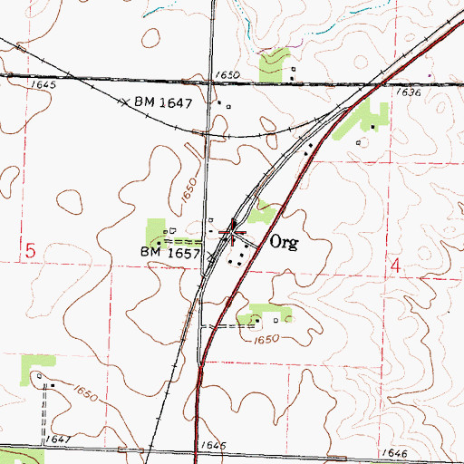 Topographic Map of Org Post Office (historical), MN