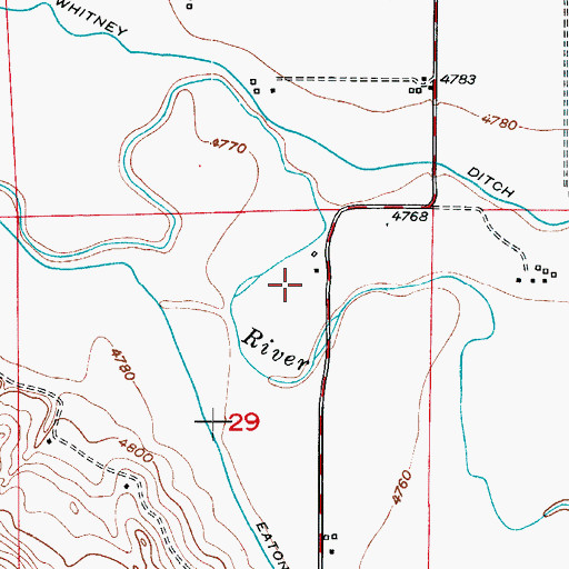 Topographic Map of KVVS-AM (Windsor), CO