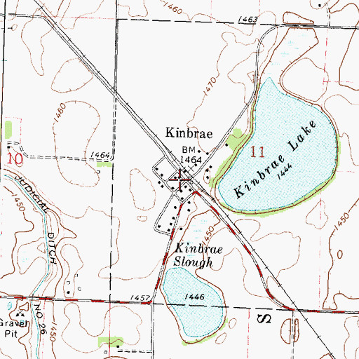 Topographic Map of Kinbrae Post Office (historical), MN