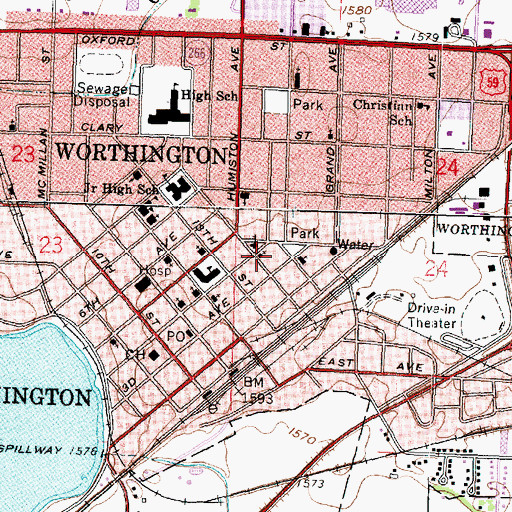 Topographic Map of Emmanuel United Methodist Church, MN