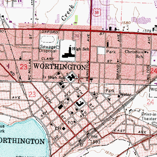 Topographic Map of Calvary Independent Baptist Church, MN