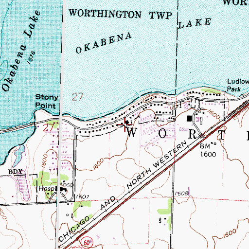 Topographic Map of First Covenant Church, MN